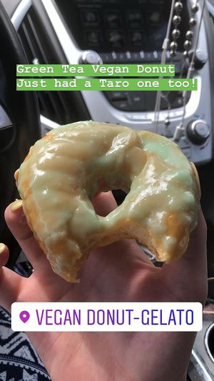 Green Tea Glazed Donut 🌱 Delicious, perfect amount of sweetness at Vegan Donut-Gelato in Houston