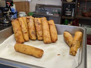 Tasty, freshly made vegan egg rolls, at Vegan Donut-Gelato in Houston