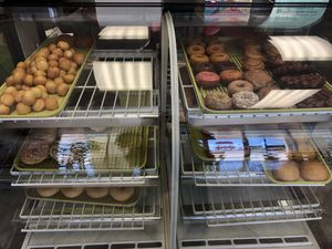 Donut case at Vegan Donut-Gelato in Houston