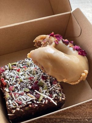 Sweet potato avo brownie and cranberry white choc donut 😍 at The Bays Kitchen in Saint Helens