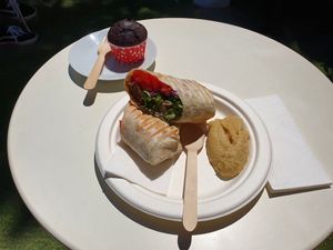 Köfte dürüm and cupcake at Vegan Kantin in Bursa