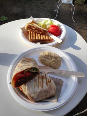 Köfte dürüm and cheese toast at Vegan Kantin in Bursa