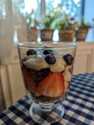 British aberry Trifle (vegan serve) at Moreish in Dubai