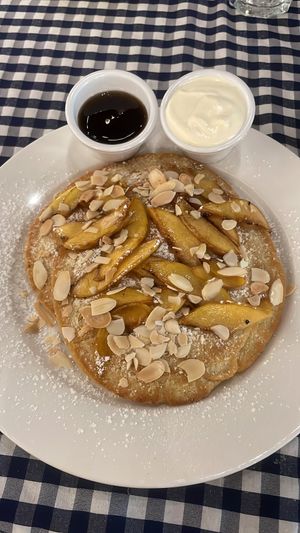 Vegan peach pancakes   at Moreish in Dubai