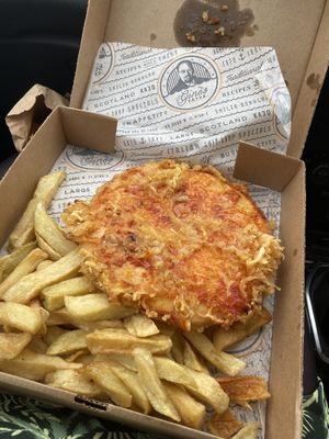 Vegan pizza crunch supper! at Gino's Fryer  in Largs