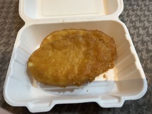 Portion of fritters   at Gino's Fryer  in Largs