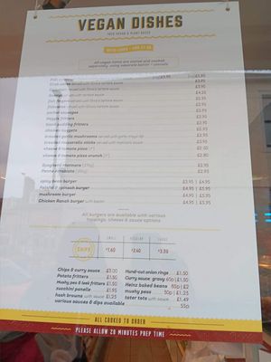Extensive vegan menu at Gino's Fryer  in Largs