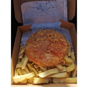 Vegan Pizza Crunch With Chips. #Veganuary at Gino's Fryer  in Largs