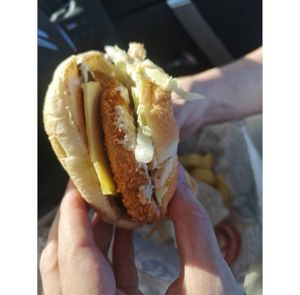 Vegan Ranch Burger With Chips. #Veganuary at Gino's Fryer  in Largs