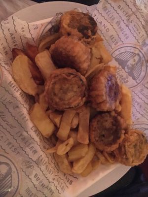 Vegan black pudding supper at Gino's Fryer  in Largs