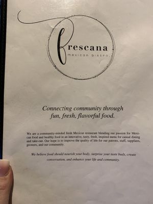 Menu 1 at Frescana Mexican Bistro in South Lake Tahoe