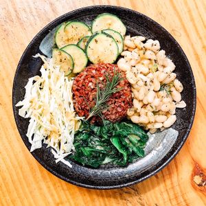 White Beans and Greens Bowl at Prana Center in Da Lat