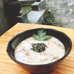 Ginger and Mushroom Congee at Prana Center in Da Lat