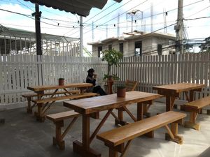 Outdoor seating at Prana Center in Da Lat