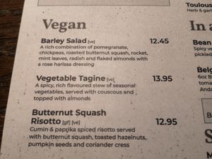 Vegan dishes at Belgo in London