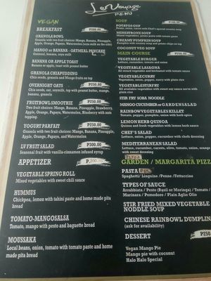 Menu at Le Voyage in Coron