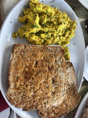 Vegan scramble on toast  at Olive Garden Deli in Tenerife