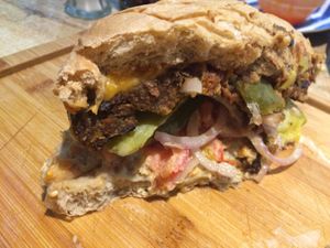 Incredible massive burgers! at Olive Garden Deli in Tenerife
