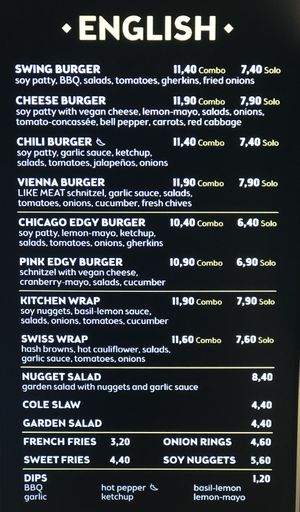 also menu  at Swing Kitchen - Georgenstraße in Berlin