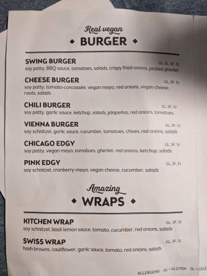 Allergen menu.  at Swing Kitchen - Georgenstraße in Berlin
