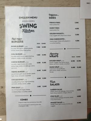 Menu in english, page 1 at Swing Kitchen - Georgenstraße in Berlin