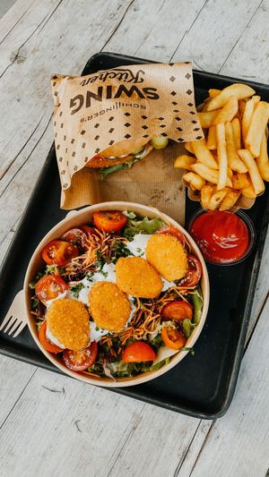 Vienna Burger & Nugget Salad  at Swing Kitchen - Georgenstraße in Berlin