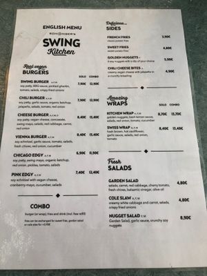 Menu at Swing Kitchen - Georgenstraße in Berlin