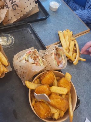 Swiss wrap and bacon burger at Swing Kitchen - Georgenstraße in Berlin