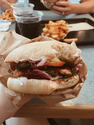 Smaller size burger! Super fresh.  at Swing Kitchen - Georgenstraße in Berlin