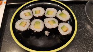 Avocado maki at YO! Sushi in Cardiff