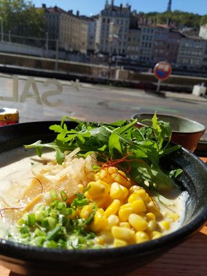 Vegetarian (vegan) miso ramen at Ramen Djizan in Lyon