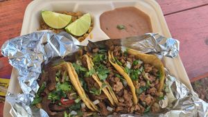 Taco plate always a great choice at Nissi Vegan in Austin