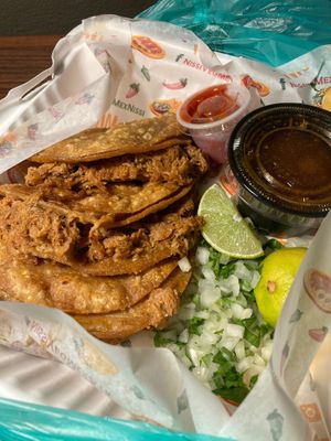 Birria tacos at Nissi Vegan in Austin