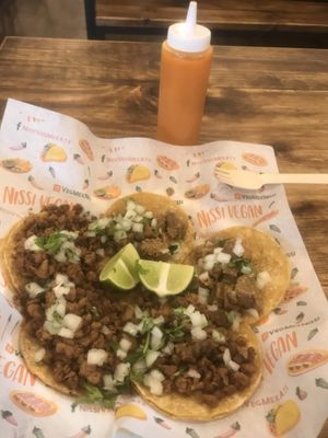 asada + chicharron at Nissi Vegan in Austin