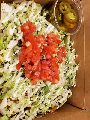 Nachos with picadillo at Nissi Vegan in Austin