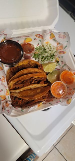 Birria tacos!!!!! at Nissi Vegan in Austin