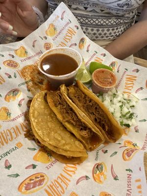 Birria Tacos  at Nissi Vegan in Austin