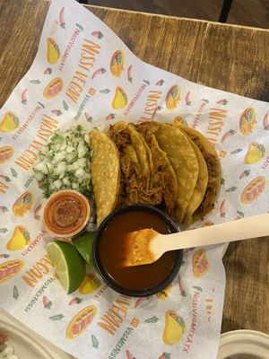 Birria tacos  at Nissi Vegan in Austin