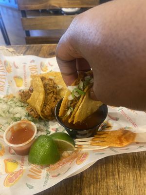 Birria dunk!  at Nissi Vegan in Austin