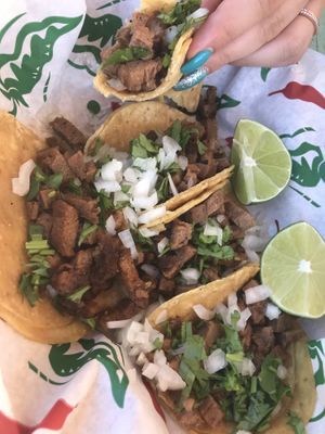 Carne Assad tacos at Nissi Vegan in Austin