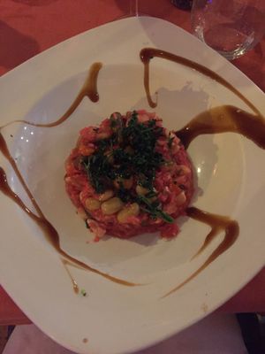 Pink rice with asparagus at Taberna De Nino in Lanzarote