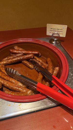 Vegan merguez sausages  at Disneyland - Agrabah Cafe in Chessy
