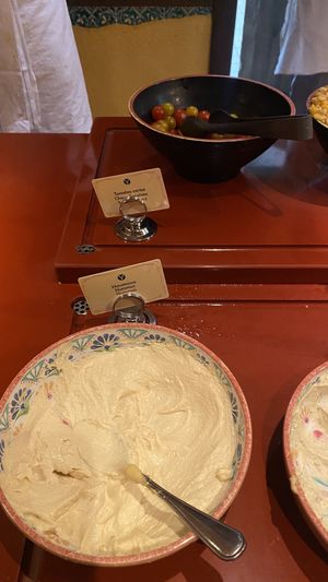 Hummus, cherry tomato  at Disneyland - Agrabah Cafe in Chessy
