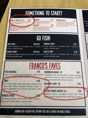 Starter and mains at Franco's in Port Talbot