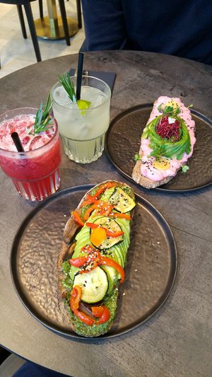 Homemade lemonades and two vegan toasts at The Avocado Show in Brussels