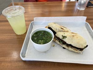 Flavor bomb pho dip sandwich and lavender lemonade  at St. Veg in Rockville
