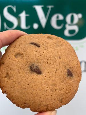Chocolate chip cookie made with organic coconut oil and coconut sugar! Delish! at St. Veg in Rockville
