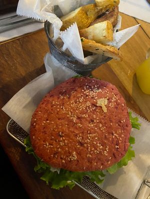 vegan burger  at The Open Kitchen in Monteverde
