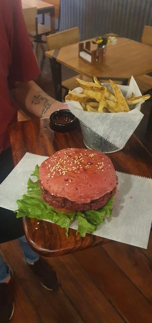 Vegan burger at The Open Kitchen in Monteverde