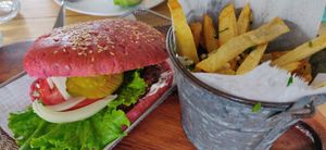 Vegan burger at The Open Kitchen in Monteverde